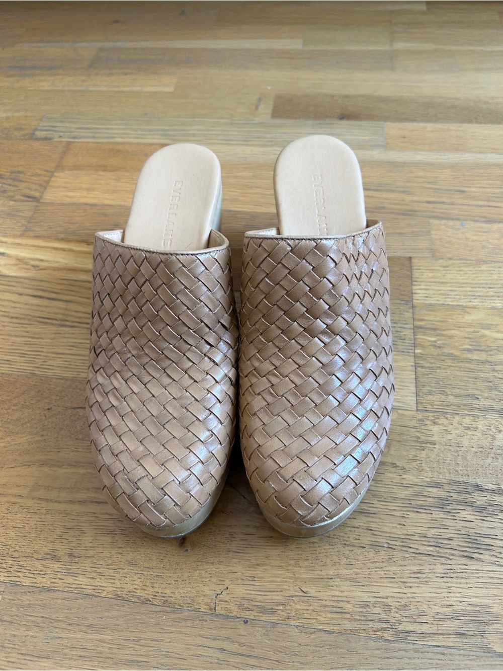 Everlane Woven Leather Mule Slides - Tan